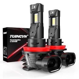 TUINCYN H11/H8 Fog Light Bulbs, Super Bright 1:1 Mini Size 16000LM 80W 12V 6000K White Fanless H11 Fog Light Bulb, Plug and Play, No Adapter Required, Non-Polarity, Pack of 2