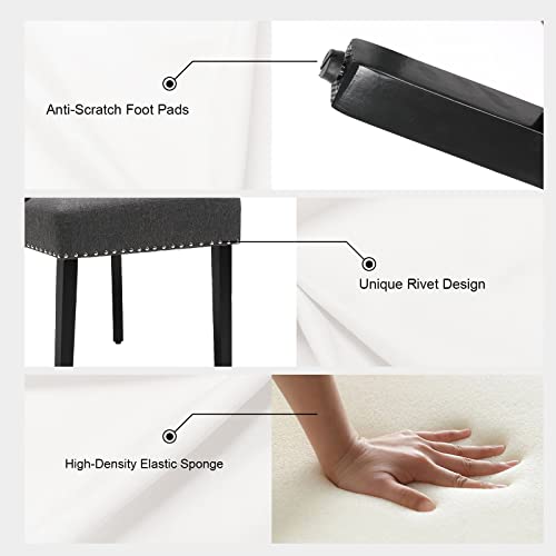 Furniliving Modern Dining Chairs Set Of 2, Upholstered Dining Room Chairs With Nailhead Trim Faux Linen Parson Chair Farmhouse Dining Chairs For Living Room, Bedroom, Kitchen, Darkgrey #TOP3