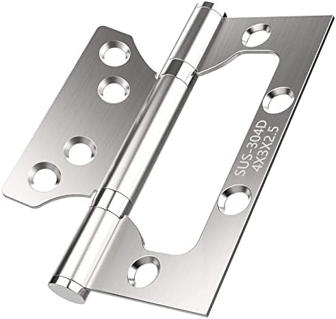 Door Hinges for Interior Doors, Easy to Install, 3 Pack Stainless Steel Interior Door Hinges, Heavy Duty, Smooth, 4"x 3" Hinges Suitable for Bedroom, Office, Garage Door (Sliver)