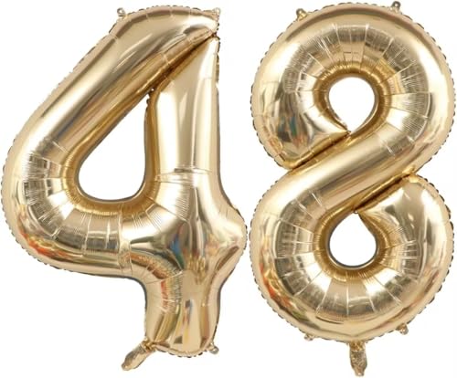 Light Gold 84 48 Balloon Numbers, 40 Inch Large 84th 48th Birthday Balloons, Helium Mylar Foil Number 84 48 Balloons Champagne Gold Birthday Party Decorations Supplies for Men Women