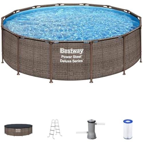 Bestway Power Steel 14’ x 42” Above Ground Swimming Pool Set with Pump