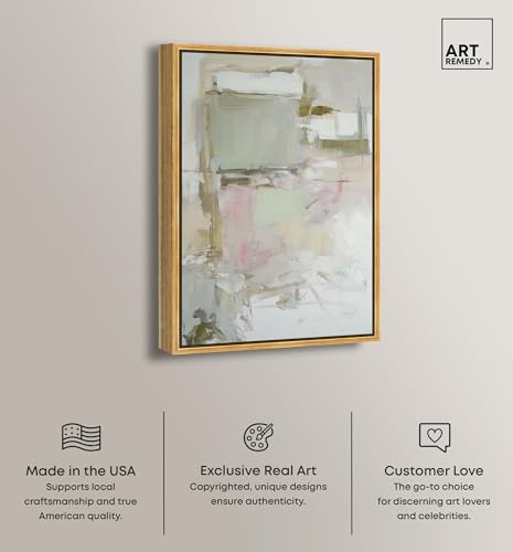 Art Remedy Aged Terracotta Canvas Colorful Abstracts, Gold Frame, 36" x 54" by Art Remedy - Used condition - Image 2