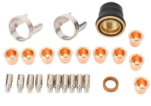 GUIYINT 24pcs Plasma Cutting Torch Consumables Kit with Tips, Electrodes, Nozzles – Compatible with Most Plasma Cutters Including CUT-55DS Pro/CUT-65DS, IPT40, PT60 (Stainless Steel & Aluminum)