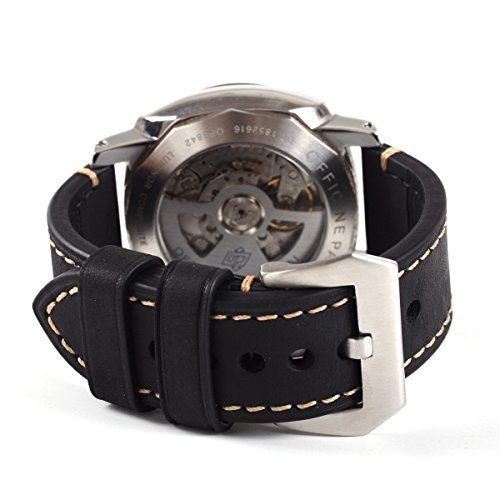 EACHE 20mm Black Leather Watch Bands for Men Crazy Horse Silver Buckle by EACHE - Used condition - Image 6
