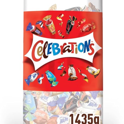 Celebrations Snack Assortiti al Cioccolato, circa 150 praline miste al cioccolato Mars, Bounty, Snickers, Twix, Maltesers e altri ancora: in totale 1435g