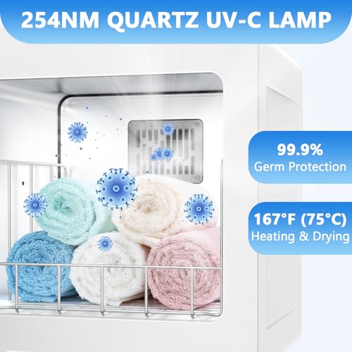 Towel Warmer, Towel Heater Cabinet, Heated Towel Steamer Quick Heating Towel Warmer with Towel Clip Fast Heating to 80℃, Large Capacity Beauty Towel Warmer for Spa, Facials, Shaving (White) - Image 3