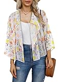 Merkmale: Kurzärmeliger Schal, floraler Schultertuch, Kimono-Strickjacke, Sommerbluse, lässige und leichte Damen-Outfits sind eine modische Passform; Dieses florale Oberteil ist perfekt für das ganze Jahr über und deckt gut in tief geschnittenen Kleidern ab