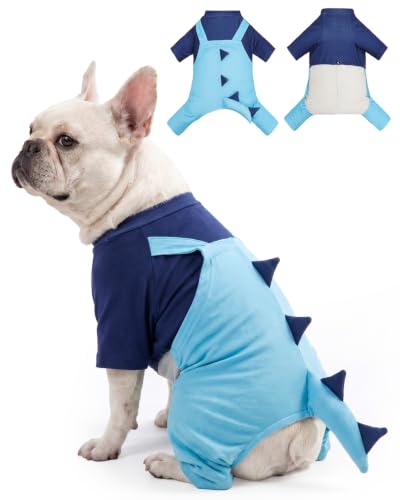 CuteBone Dinosaur Pet Costume Fake Two-Piece Overalls- Small Dog Pajamas Romper - Adorable Puppy Cat Jumpsuit Clothes COSBD02XS