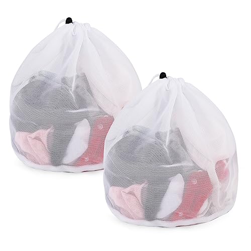 2 Stück Wäschesack,40 x 50 cm Mesh Wäschenetz für Waschmaschine Wäschebeutel für Waschmaschine Wäschesäcke mit Kordelzug für Babykleidung,Bluse,Unterwäsche,BH,Socken usw