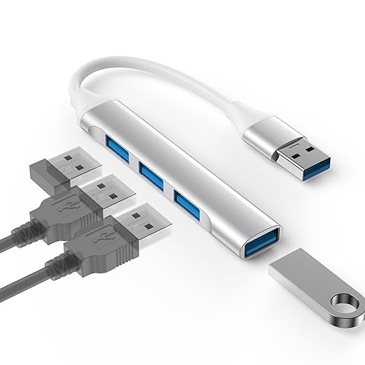 Image of 4-in-1 USB Hub Dock Multiport Adapter | 1xUSB 3.0 & 3xUSB 2.0 Ports | Up to 5Gbps High-Speed Data Transfer | Compact USB Splitter for Laptop, PC & MacBook