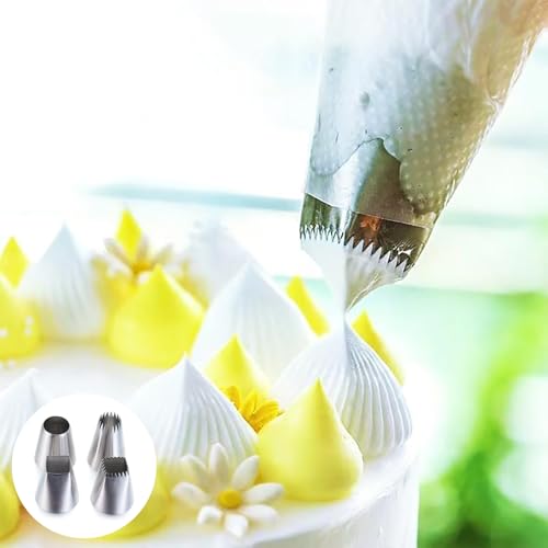Miniatura 2 de Extra Grande Boquilla De Decoración,4 Pcs Boquillas De Acero Inoxidable Profesional Redondas Y Cuadradas Extra Grandes Para Decorar Pasteles Galletas Utensilios De Repostería