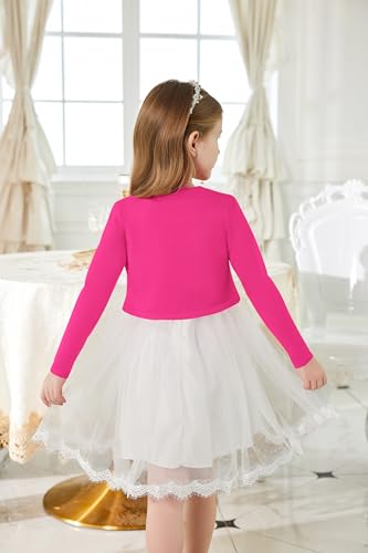 Image of Arshiner Girls Open Front Shrug Cardigan Knit Bolero with Button Closure
