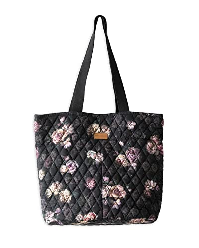 Maison d' Hermine Shopping Bags Cotton Quilted Tote Bag with Zipper Pockets