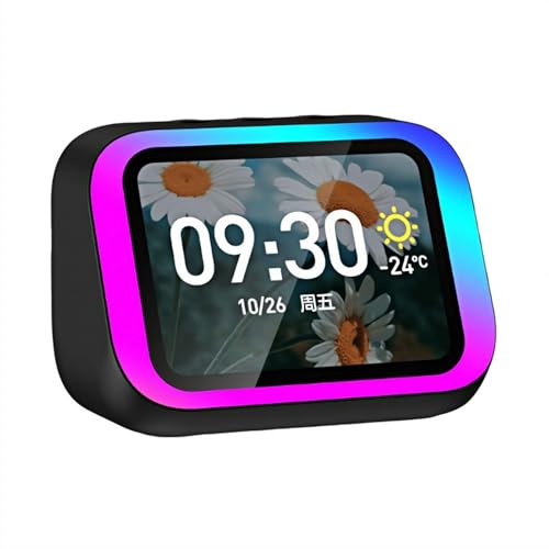 Ai Réveil intelligent avec chargement sans fil, haut-parleur Bluetooth 5.4 et lumière RVB dynamique, son stéréo Hi-Fi, grand écran HD d'affichage, appels mains libres, nouvelle horloge numérique de