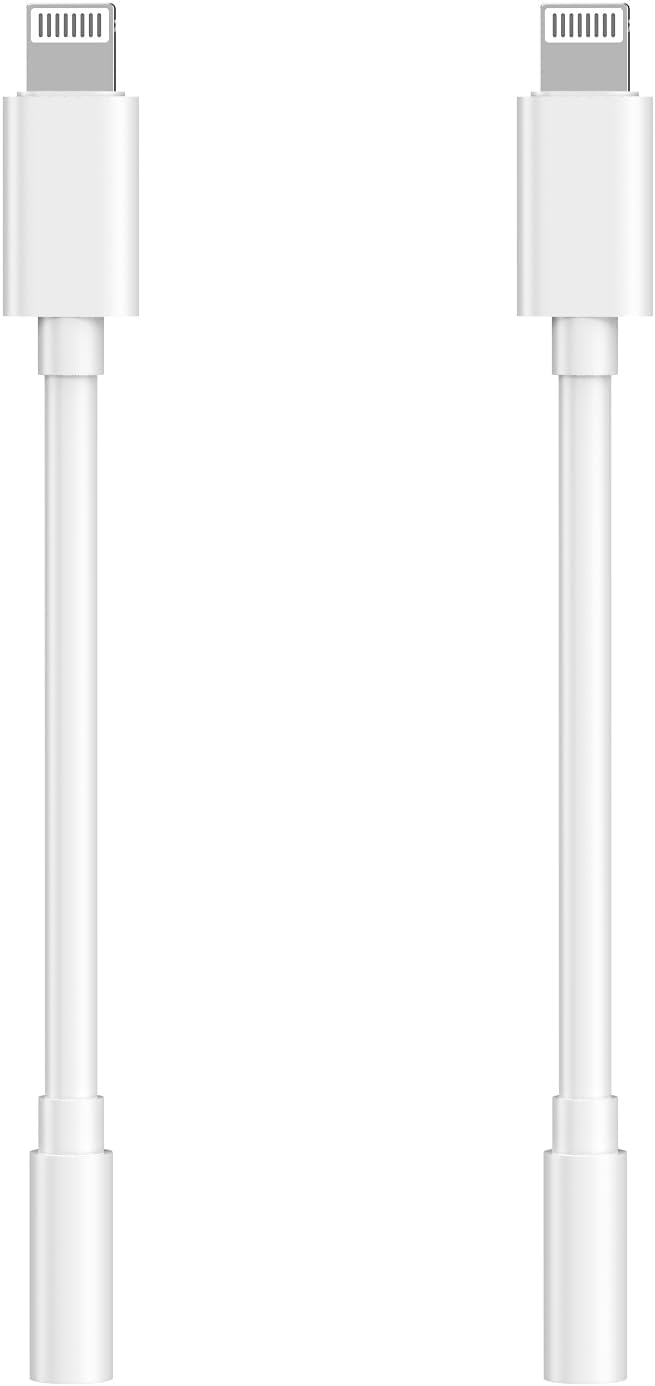 [Apple MFi Certified]Lightning to 3.5 mm Headphone Jack Adapter,2Pack iPhone Headphone/Earphones Adapter Dongle Audio Aux Cable Converter Compatible with iPhone14 13 12 11 XS XR X 8 7 Support All iOS