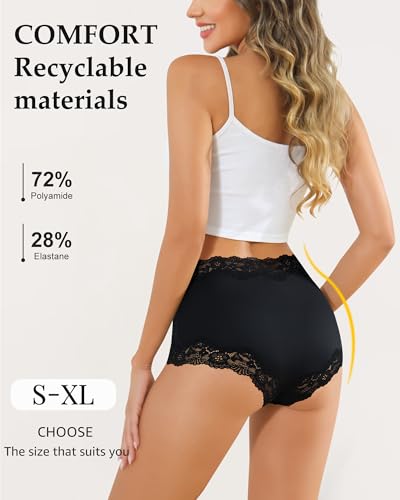Image of LEVAO Boy Shorts Underwear for Women Lace Full Covreage Boxer Briefs Panties 5 Pack S-XL