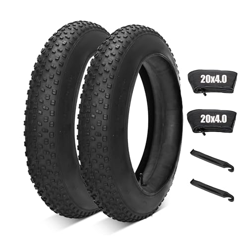 Pneu vélo 20 x 4.0 Fatbike lot de 2 avec chambres à air valve AV32 mm pour vélo électrique