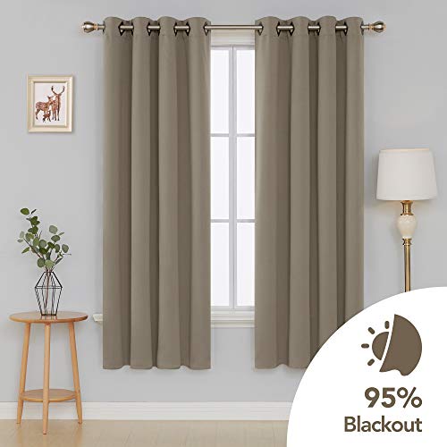Image of Deconovo Khaki Blackout Curtains for Bedroom Grommet Top Thermal Insulated Room Darkening Curtains 52x72 Inch 2 Panels