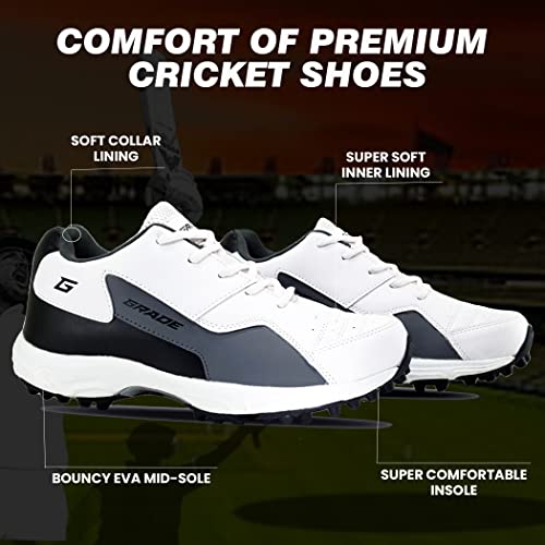 Image of Grade Pacer Cricket Shoes for Men with Memory Foam Comfort | Rubber Spike Cricket Shoes for Boys | Super Comfortable & Lightweight Cricket Shoes Men | Mens Cricket Shoes