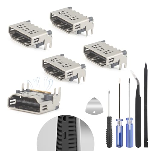 5PCS for PS5 HDMI Port Replacement for PlayStation 5 PS5 Socket Jack Interface Connector Console Accessories Parts with Repair Kit