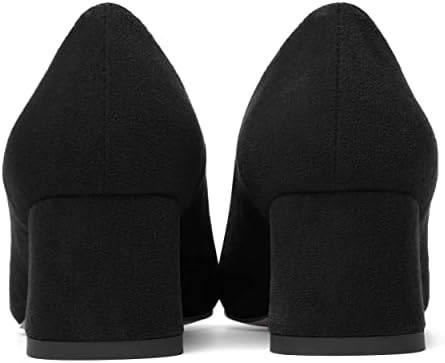 AMBELIGHT Women's Casual Slip On Office 2 Inch Block Low Heel Suede Chunky Pointed Toe Pumps Shoes Black Size 9 - Zapatos de Tacon para Niñas | Image 3