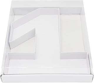 WENPACK 12.5" Cardboard Number Shaped Mache Box Strawberries Fillable Sweets Gift Box with Clear Lid (White, 1)