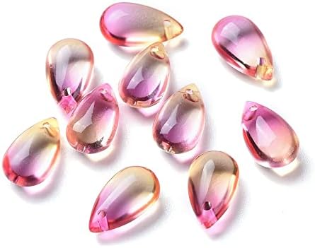 DanLingJewelry 100 pcs Glass Pendants Crescent Moon Shaped Tiny Charms with Gold Foil for DIY Jewellery Making 11.5x16x3mm
