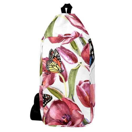 Sac à dos à bandoulière ergonomique et léger à motif floral mixte