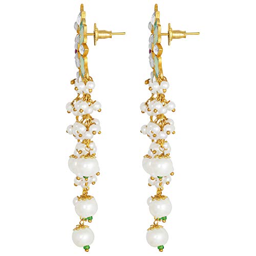 Aheli Classy Wedding Faux Stone Enamel Drop Earrings With Tassels Indian Ethnic Fashion Bollywood Party Jewelry For Women Girls (Mint) #TOP4