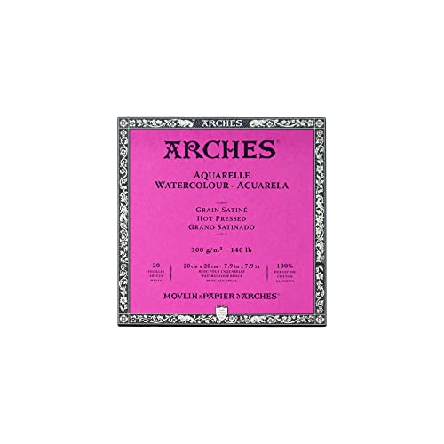 Image of Arches Watercolor Paper Block, Hot Press, 7.9 inch x 7.9 inch, 140 Pound