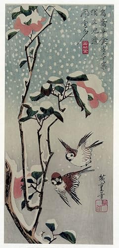 Impression Secchu Tsubaki Ni Suzume Utagawa Hiroshige premium pour grand mur
