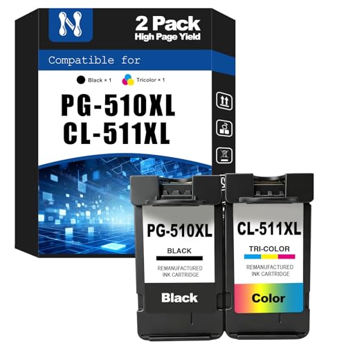 NERAVIOPRINT PG-510XL CL-511XL Ink Cartridges Compatible for Canon Pixma iP2700 MP240 MP250 MP260 MP270 MP280 MP480 MX330 MX350 MX410 MX420 Printers, 400/350 Pages, Combo Pack