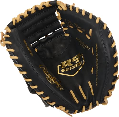 Rawlings | R9 Contour Series Catcher's Mitt 32-INCH Baseball Glove | 32" | Right Hand Throw | Black/Camel by Rawlings - Image 3