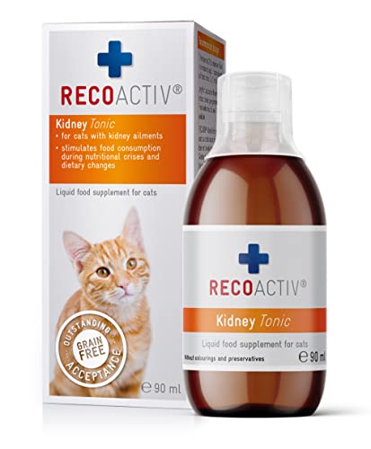 RECOACTIV Kidney Tonic for cats, 1 x 90 ml, dietary food supplement for recovery from early signs of renal dysfunction in cats, and for prevention