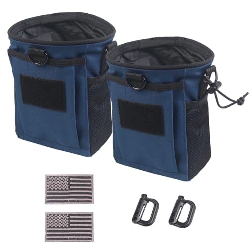 XTACER Tactical Molle Dump Pouch Storage Bag Versatile Pouch Drawstring Magazine Military Utility Belt Ammo Pouch (Blue (2-Pack))
