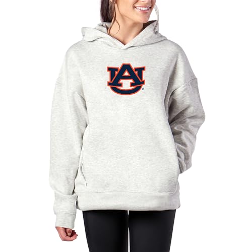 Northwest NCAA Auburn Tigers Women's Pullover Hoodie with Zipper Pockets, Long Sleeve Hooded Sweatshirt, Lightweight Casual Top, Heather Grey, X-Small