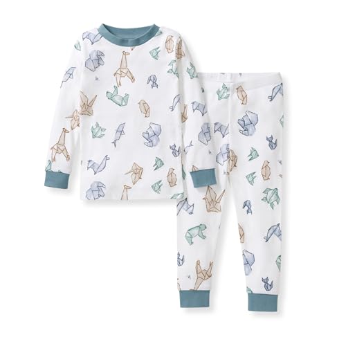 Burt's Bees Baby Baby Boys Pajamas, 2-Piece Long Sleeve Tee and Long Pant Cotton PJ Set, Sizes for 12 Months to 12 Years