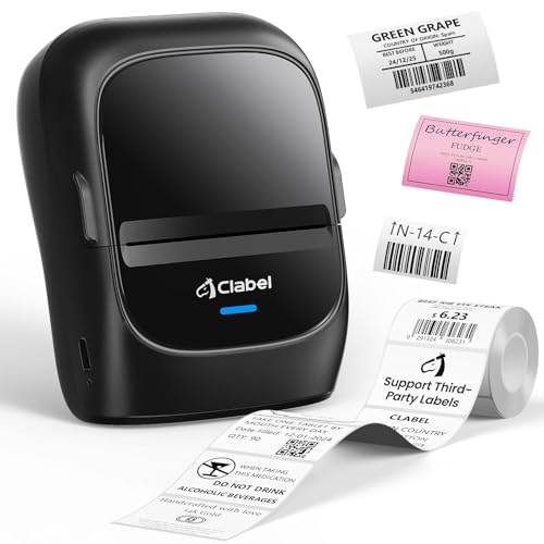 CLABEL 221B Label Maker Machine with Tape: 2 Inch Thermal Inkless Label Printer Mini Portable Bluetooth Handheld Sticker Barcode Labeler Compatible with Phone & PC for Small Business Retail Office