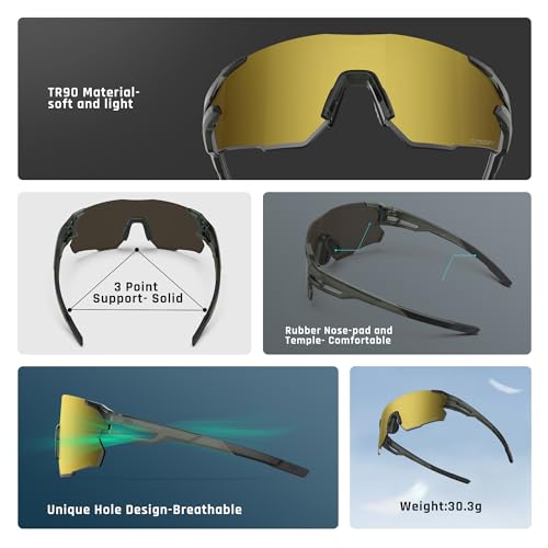 Image of TOREGE Z87 Sports Sunglasses for Men and Women-UV Protection, Ideal for Cycling, Fishing, Baseball, Running, Golf Iceman