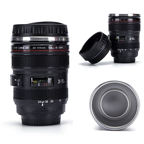 Camera Lens Coffee Mug With Lid, Travel Coffee Cup, Stainless Steel Insulated Tumbler Cup For Lovers Valentine's Day Gifts Creative Photographer Gifts Birthday Present #TOP1