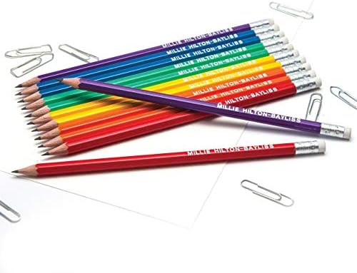 12 Personalised Hexagonal Graphite Pencils - Embossed with Name, German Made Pencils and Printed in the UK - That's My Pencil  (Rainbow Mix)