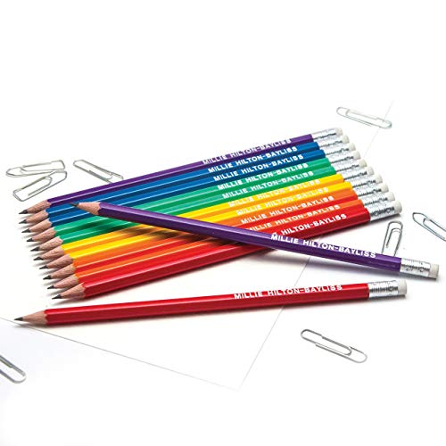 That's My Pencil - 12 Personalised Hexagonal Graphite Pencils - Embossed with Name, German Made Pencils and Printed in the UK - That's My Pencil ™ (Rainbow Mix)