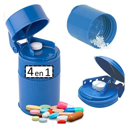 OrtoPrime Triturador de Pastillas 4 en 1 - Cortador de Pastillas KIT COMPLETO - Machacador de Pastillas Corta Pastillas - Cortador pastillas Triturador de Pastillas y PARTIDOR DE PASTILLAS