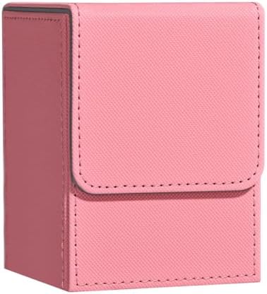 ZLCA Card Deck Box for Trading, MTG YuGiOh - Holds 100+ Single Sleeved Cards, PU Leather Magnetic Storage Box for TCG CCG Magic Game (Pink)