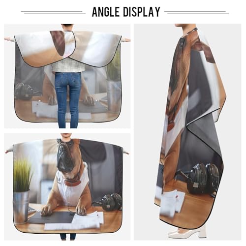 RPLIFE Lustiger französischer Bulldoggen-Arbeits-Haarschneideumhang, Haarfärbeumhang für Damen, Kleid zum Färben von Haaren, Lustige französische Bulldogge Working 2, Einheitsgröße