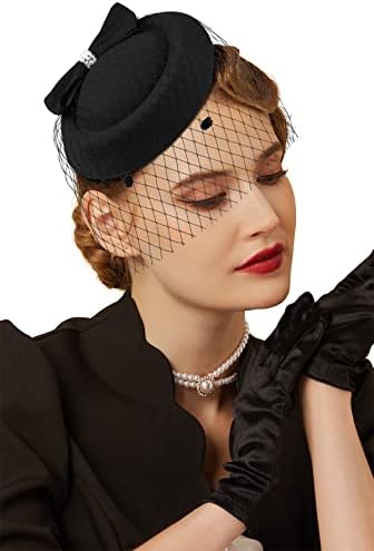 Cizoe Fascinators Hats 20s 50s Hat Pillbox Hat Cocktail Tea Party Headwear with Veil for Girls and Women