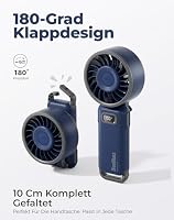 Diveblues Handventilator Tragbarer Turbo-Ventilator mit 100 Stufen und 7,4m/s Starkem Luftstrom, 180° Faltbarer 4-in-1 Mini-Ventilator für Hand, Hals und Tisch, Aufladbar für Sommer, Reise und Outdoor – Ansicht 3