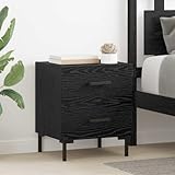 VIHHQGC Nachttisch 2 Stück Schwarz Eichenoptik Nachttisch mit Schubladen 40 x 35 x 47,5 cm Kommode Schlafzimmer Beistelltisch