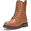 Vepose Women
s Combat Ankle Brown Flat Boots, Military Fashion 925 Booties Inner Zipper, Waterproof Lace up Boot, Soft Synthetic Leather Biker Booties, Size 8.5M US(CJY925 Brown 08.5)