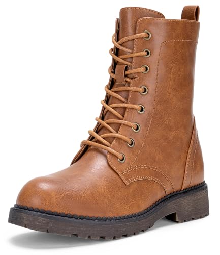 Vepose Women's Combat Ankle Black Flat Boots, Military Fashion 925 Booties Inner Zipper